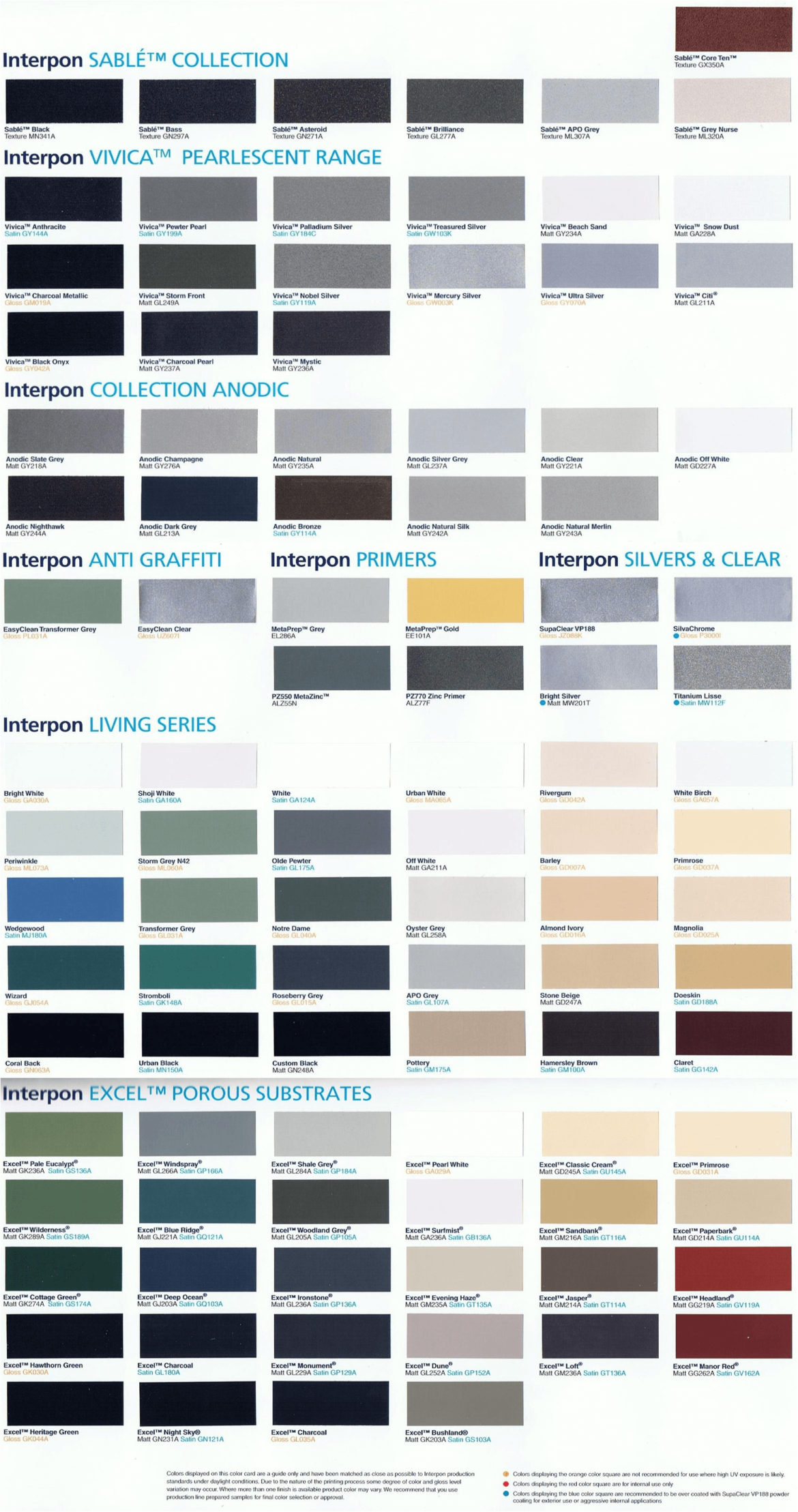Waterside Pool Fencing - Full Colour Chart